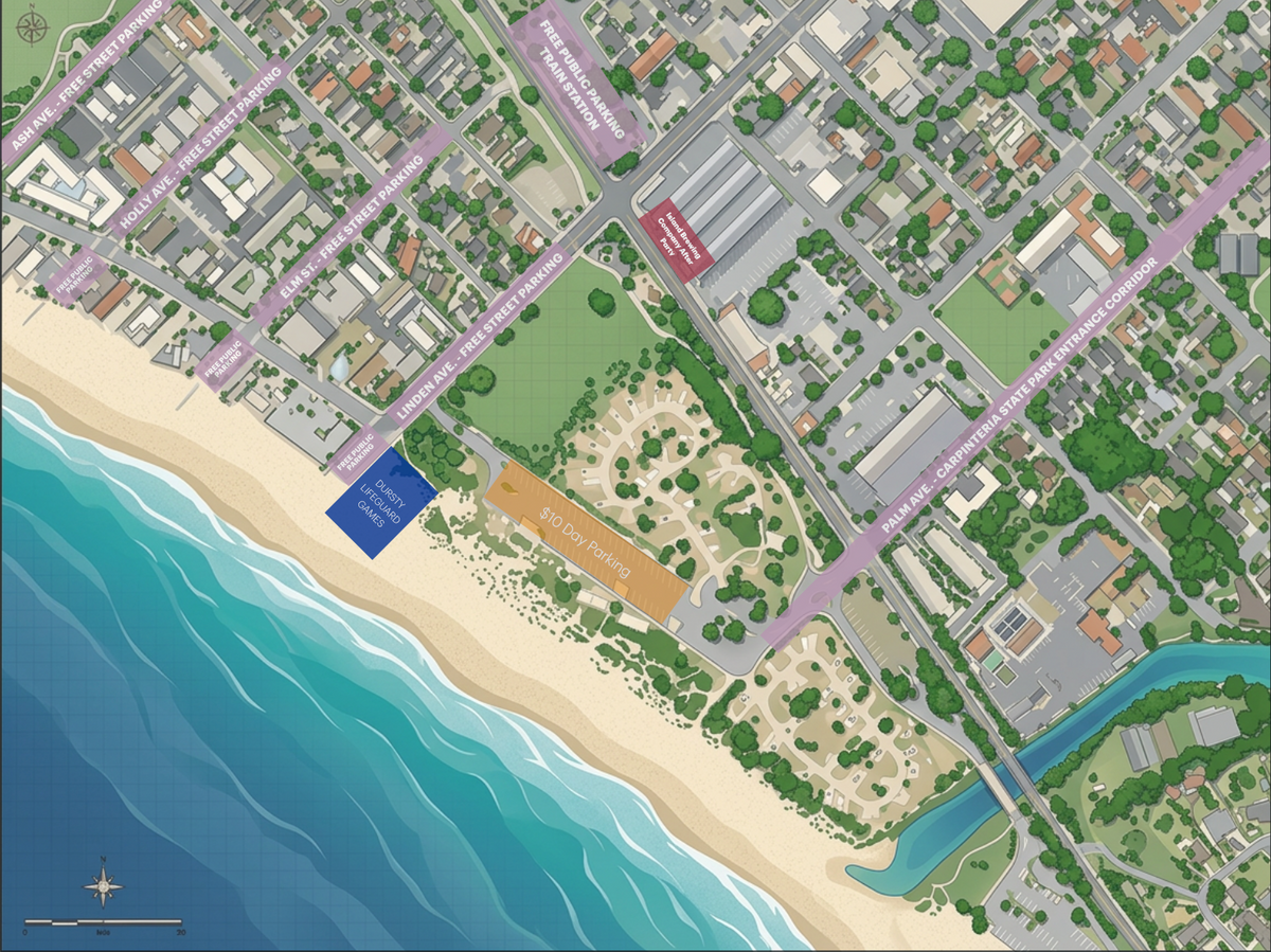 Parking map for the Dursty Lifeguard Games